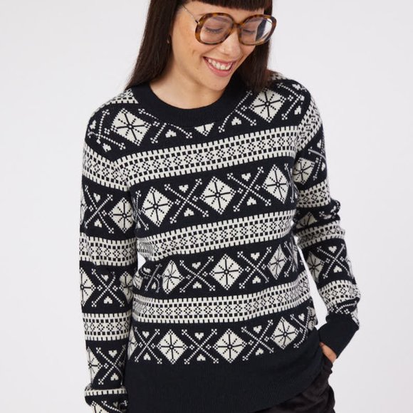Joanie Enni Fair Isle Knit Jumper in Black US size Medium NWT - Picture 2 of 9